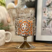 Silver Floral Candle Holder