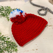 Red White & Blue Knit Baby Cap