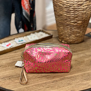 Pink & Gold Leopard Cosmetic Bag