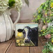 Cow Painting Block Decor