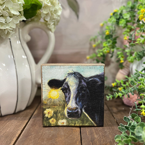 Cow Painting Block Decor