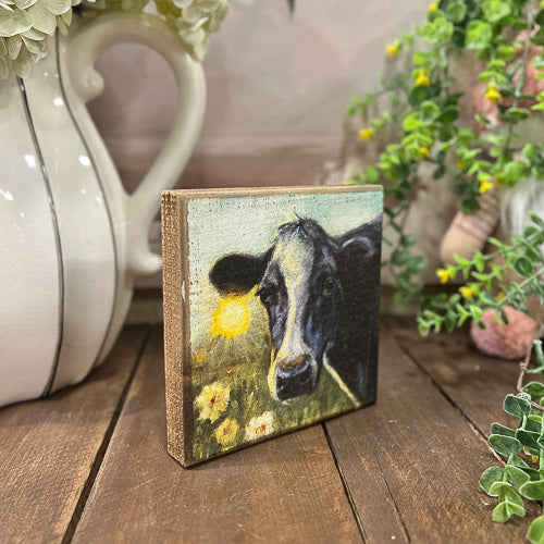 Cow Painting Block Decor