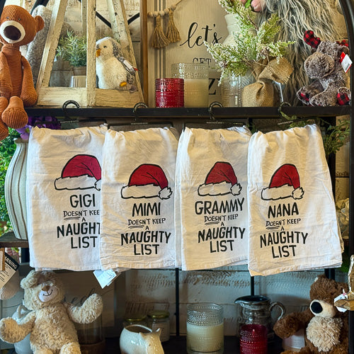 Grandparent Naughty List Tea Towel