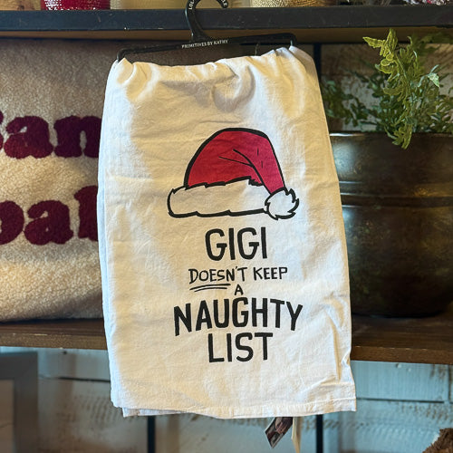Grandparent Naughty List Tea Towel