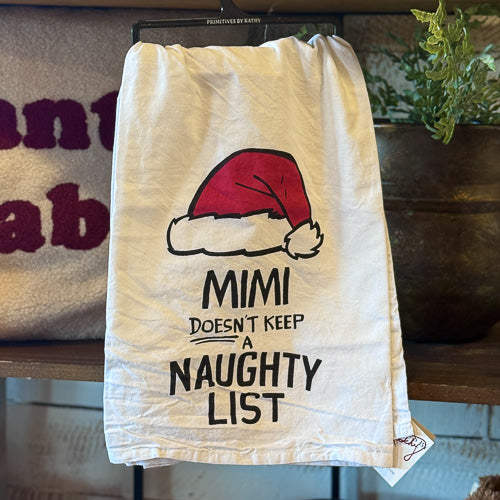 Grandparent Naughty List Tea Towel