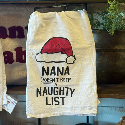 Grandparent Naughty List Tea Towel