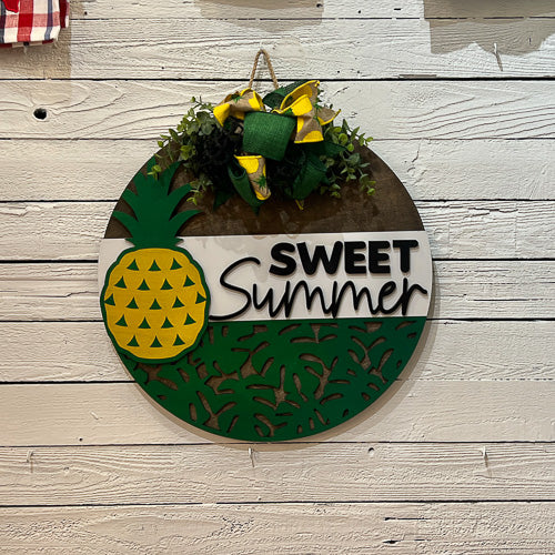 Pineapple "Sweet Summer" Door Hanger