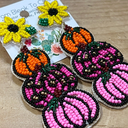 Stacked Pumpkin & Sunflower Earrings