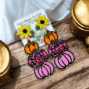 Stacked Pumpkin & Sunflower Earrings