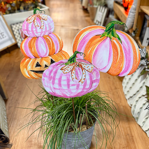 Pink & Orange Pumpkin Stake