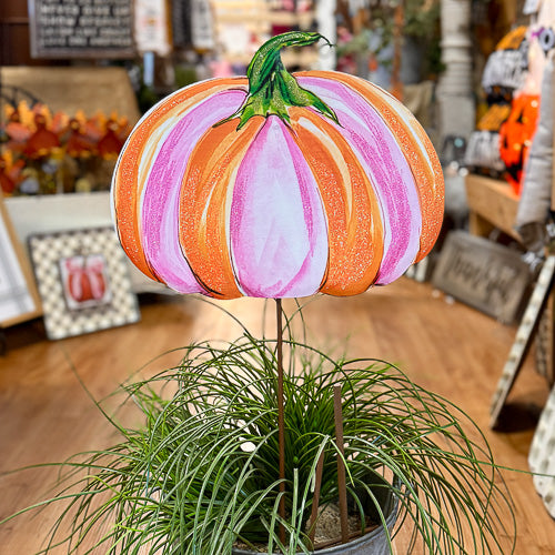 Pink & Orange Pumpkin Stake