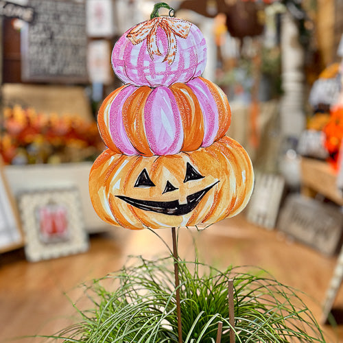 Pink & Orange Pumpkin Stake