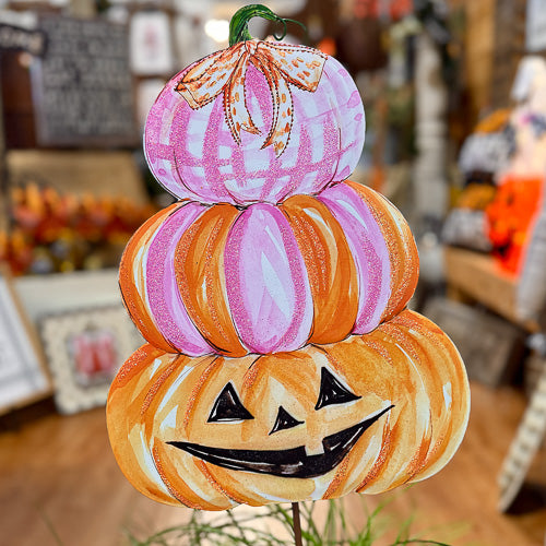 Pink & Orange Pumpkin Stake