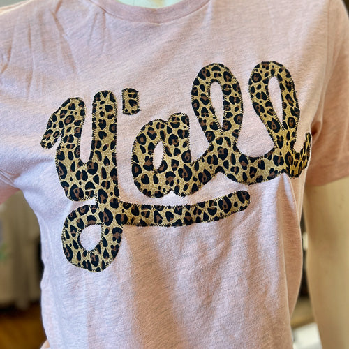 Leopard & Pink "Y'all" Tee Shirt