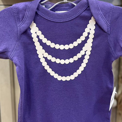 Pearl Necklace Purple Baby Onesie