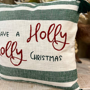 Striped Holly Jolly Throw Pillow