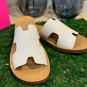 White Chunky Glitter Sandals