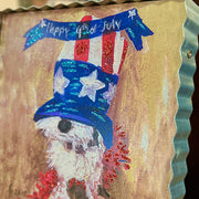 4th of July Dog Corrugated Metal Sign