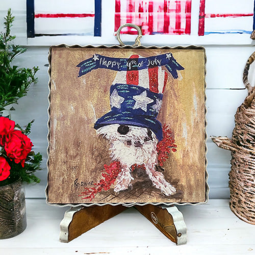 4th of July Dog Corrugated Metal Sign
