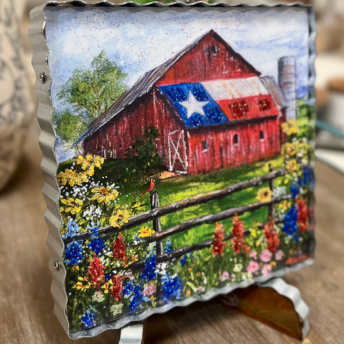 Texas Wildflowers Barn Corrugated Metal Sign