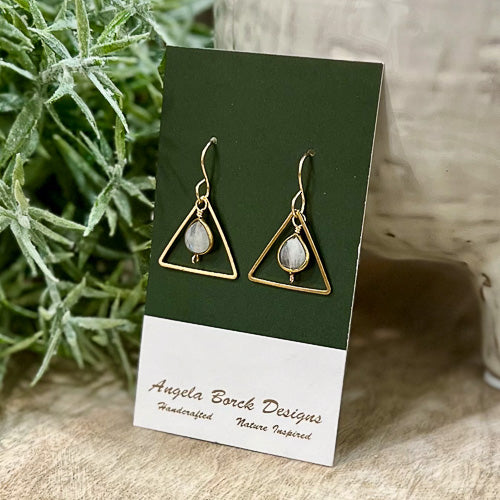 Moonstone in Triangle Earrings
