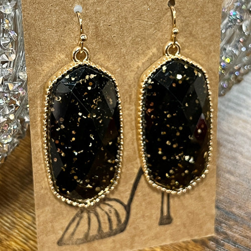 Gold Rimmed Sparkle Earrings