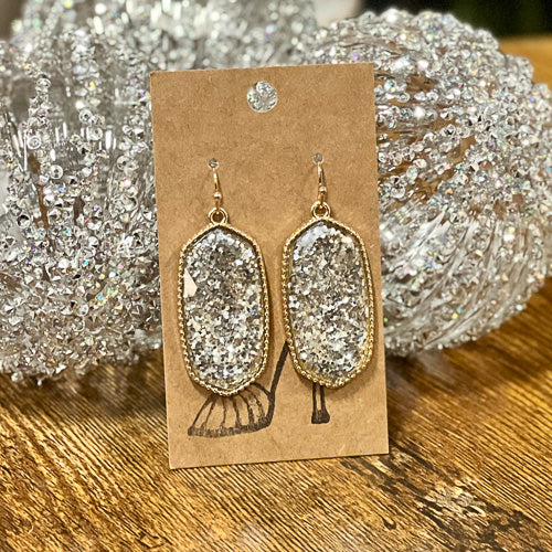 Gold Rimmed Sparkle Earrings