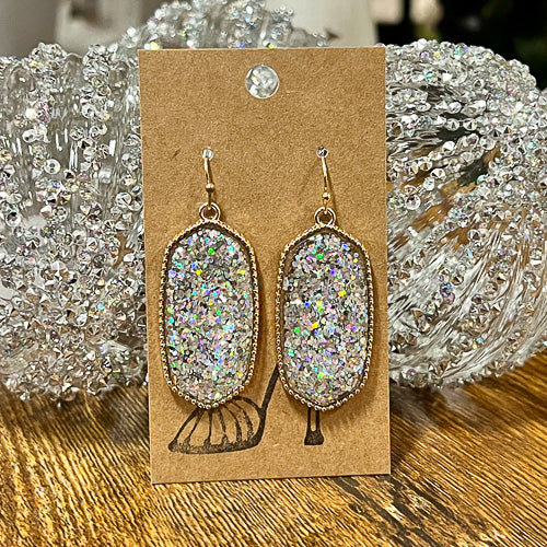 Gold Rimmed Sparkle Earrings