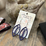 Purple Acrylic Football Earrings