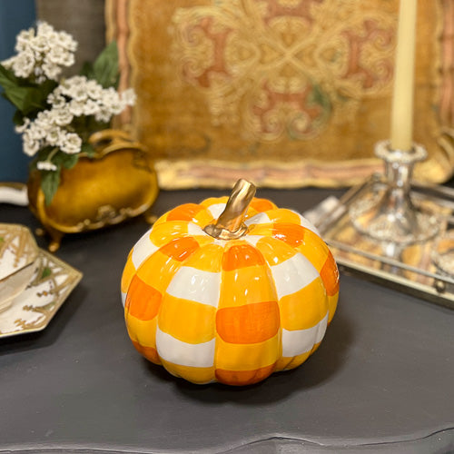 Candy Corn Checkered Pumpkin