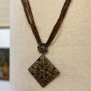 Amber & Crystal Bead Vintage Necklace