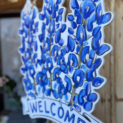 Bluebonnet Welcome Door Sign