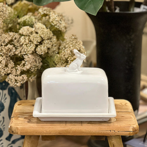 Bunny Lid Stoneware Butter Dish