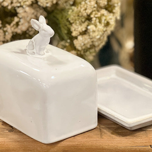 Bunny Lid Stoneware Butter Dish