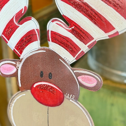 Candy Cane Reindeer Yard Stake