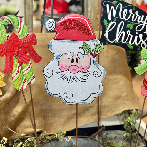 Mustache Santa Yard Stake
