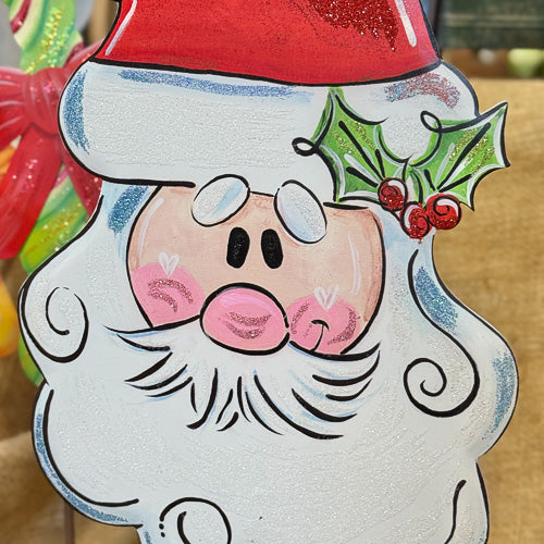 Mustache Santa Yard Stake
