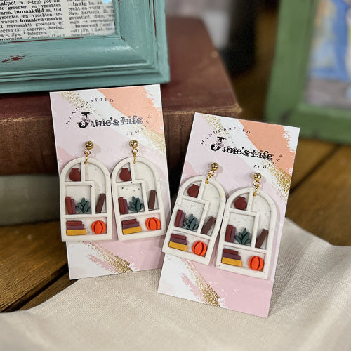 Clay Bookshelf Earrings
