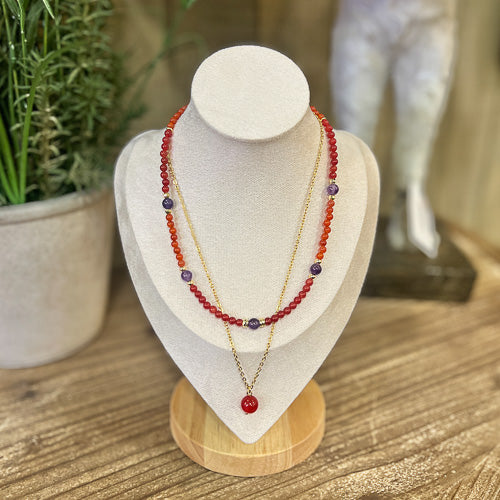 Coral Crystal Necklace