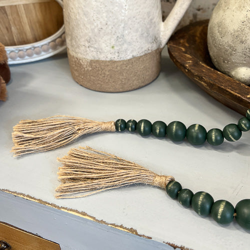 Dark Green Wood Beads