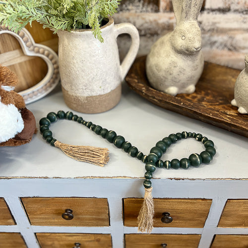 Dark Green Wood Beads