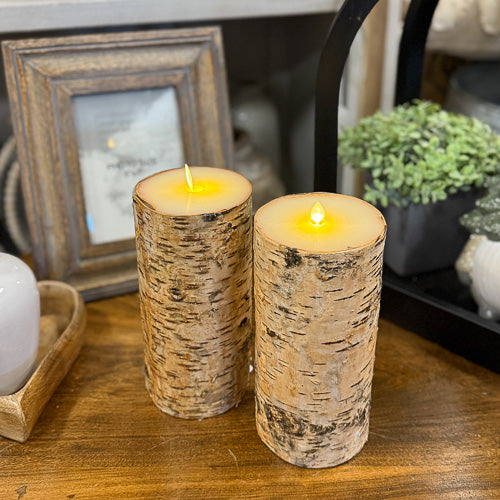 Birch Wrapped Battery Candles