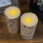 Birch Wrapped Battery Candles