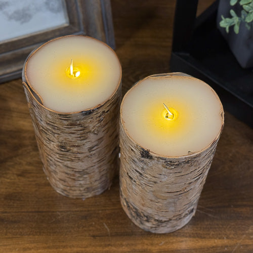 Birch Wrapped Battery Candles