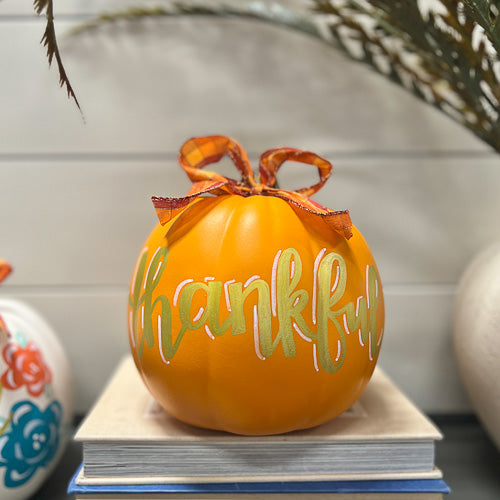 Hand Painted Thankful Pumpkin