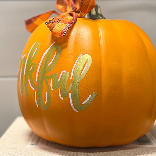 Hand Painted Thankful Pumpkin