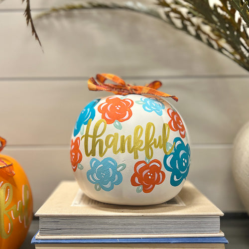 Hand Painted Thankful Pumpkin