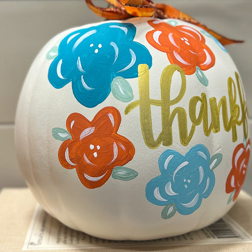 Hand Painted Thankful Pumpkin