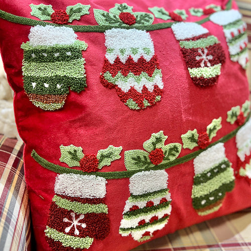 Santa Mitt Throw Pillow