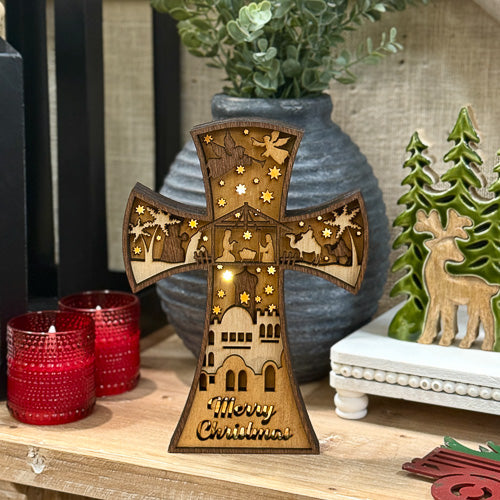 Inlay Wood Christmas Cross